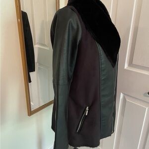 Baccini black faux leather jacket with faux fur